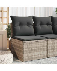 Chaise de jardin sans accoudoirs avec coussins gris clair rotin | Mobilier & Déco