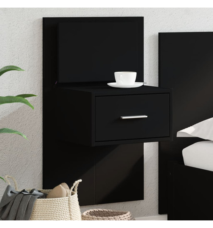 Table de chevet murale avec lumières LED noir | Mobilier & Déco