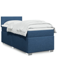 Sommier à lattes de lit avec matelas Bleu 100x200 cm Tissu | Mobilier & Déco