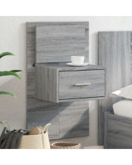 Table de chevet murale avec lumières LED sonoma gris | Mobilier & Déco