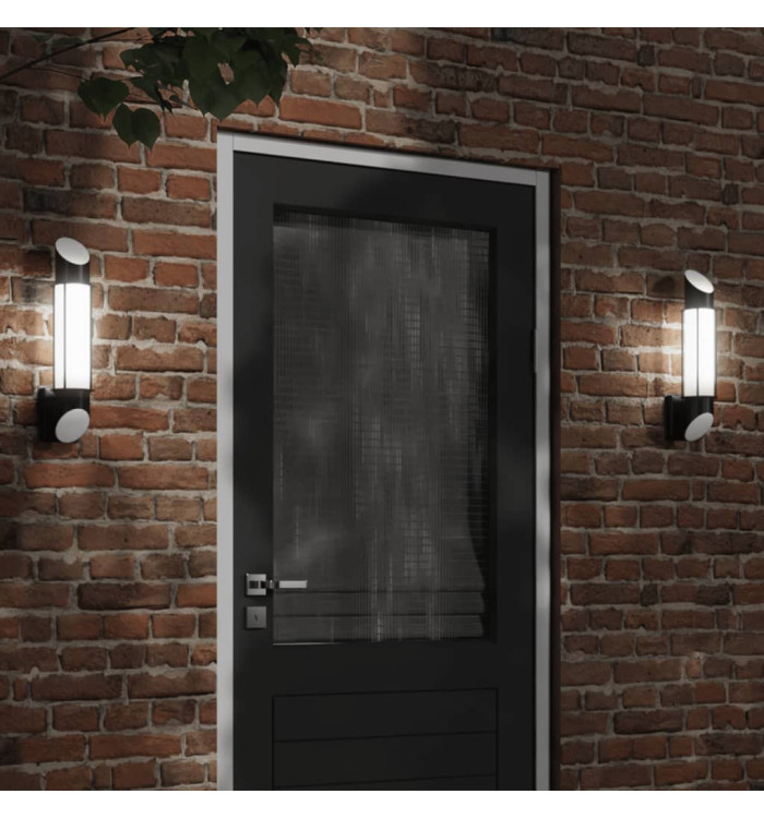 Appliques murales d'extérieur 2 pcs noir acier inoxydable | Mobilier & Déco