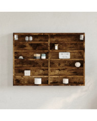 Armoire à vitrine chêne fumé 80x8,5x58 cm bois d'ingénierie | Mobilier & Déco