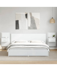 Tête de lit avec armoires blanc 200 cm bois d'ingénierie | Mobilier & Déco