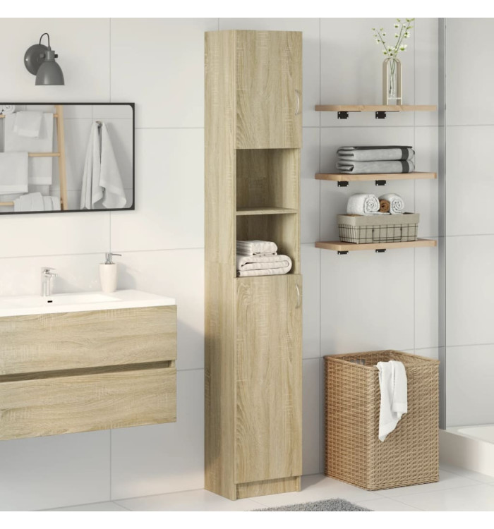 Armoire de salle de bain Chêne sonoma 32x25,5x190 cm Aggloméré | Mobilier & Déco