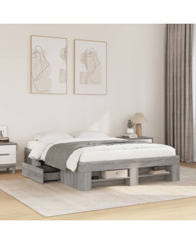 Cadre de lit sans matelas sonoma gris 140x190 cm | Mobilier & Déco