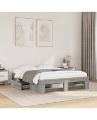 Cadre de lit sans matelas sonoma gris 140x190 cm | Mobilier & Déco