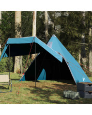 Tente de camping tipi 5 personnes bleu imperméable | Mobilier & Déco