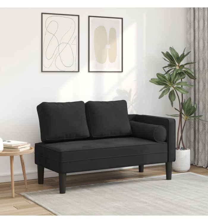Chaise longue avec coussins noir velours | Mobilier & Déco