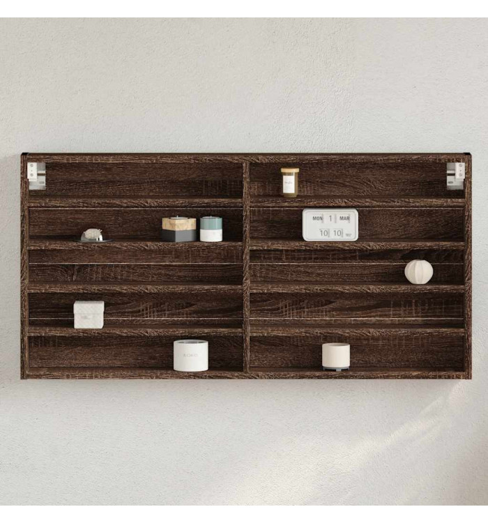 Armoire à vitrine chêne marron 100x8,5x50 cm bois d'ingénierie | Mobilier & Déco