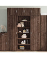 Buffet haut chêne marron 70x41x185 cm bois d'ingénierie | Mobilier & Déco