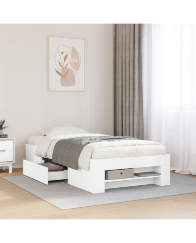 Cadre de lit sans matelas blanc 75x190 cm bois d'ingénierie | Mobilier & Déco