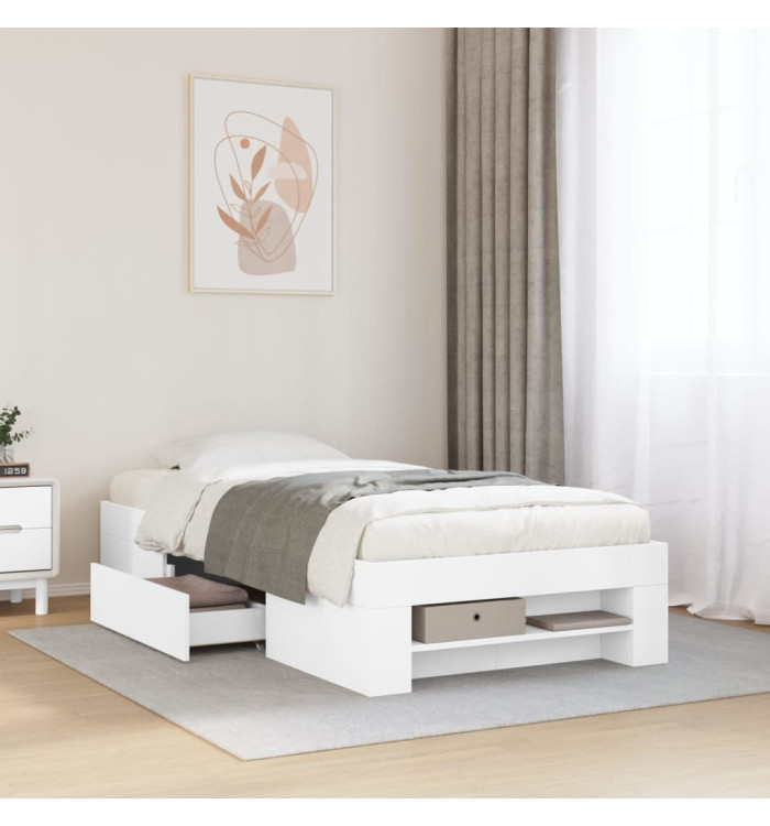 Cadre de lit sans matelas blanc 75x190 cm bois d'ingénierie | Mobilier & Déco