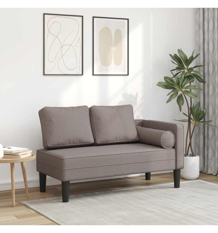 Chaise longue avec coussins taupe tissu | Mobilier & Déco