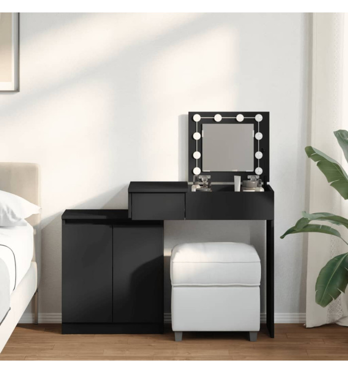 Coiffeuse avec LED noir 115x37x110,5 cm | Mobilier & Déco