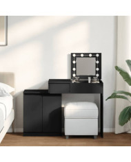 Coiffeuse avec LED noir 115x37x110,5 cm | Mobilier & Déco