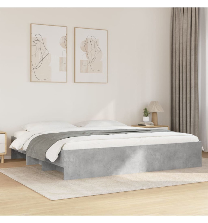 Cadre de lit sans matelas gris béton 180x200 cm bois ingénierie | Mobilier & Déco