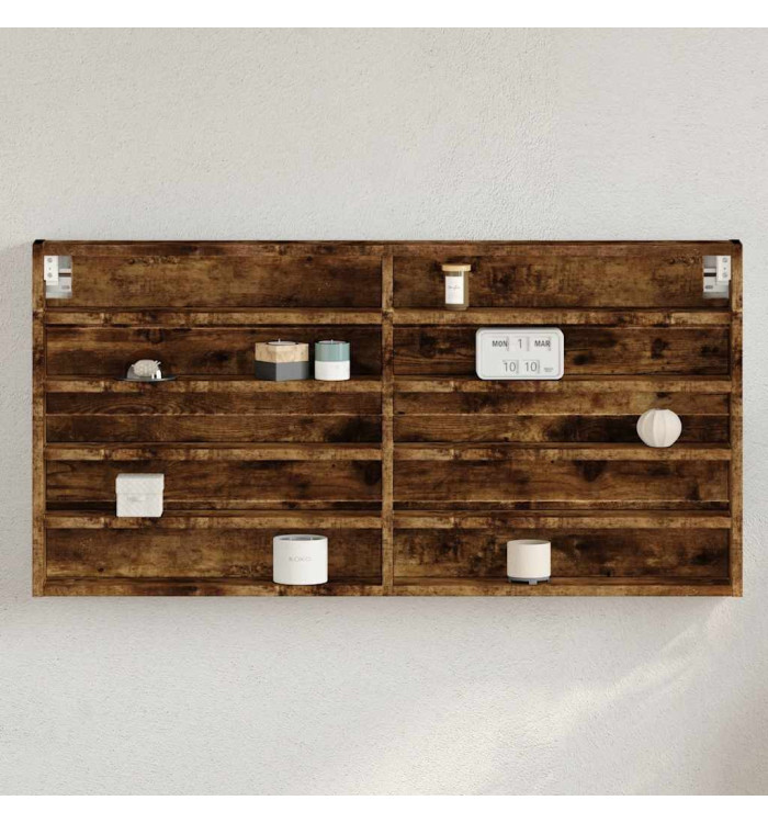 Armoire à vitrine chêne fumé 100x8,5x50 cm bois d'ingénierie | Mobilier & Déco
