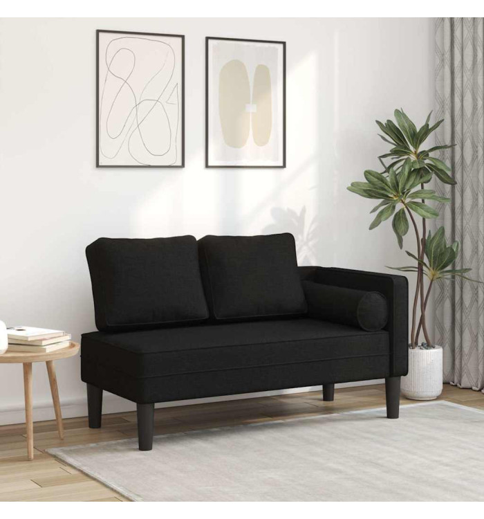 Chaise longue avec coussins noir tissu | Mobilier & Déco