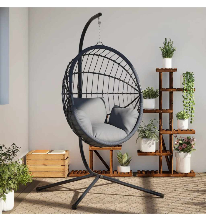 Support de chaise suspendue en forme d'œuf anthracite acier | Mobilier & Déco