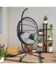 Support de chaise suspendue en forme d'œuf anthracite acier | Mobilier & Déco