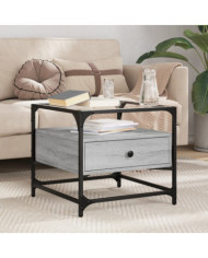 Table basse avec dessus en verre sonoma gris 50x50x45 acier | Mobilier & Déco