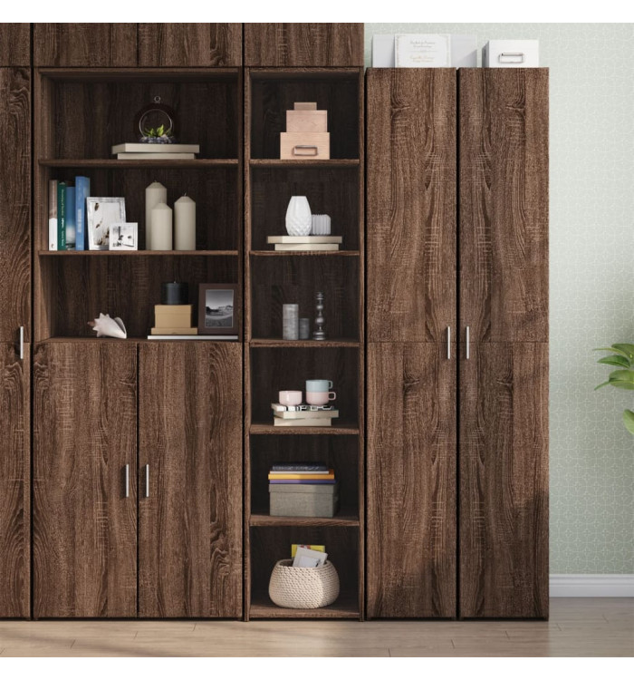 Buffet haut chêne marron 40x41x185 cm bois d'ingénierie | Mobilier & Déco
