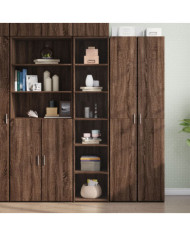 Buffet haut chêne marron 40x41x185 cm bois d'ingénierie | Mobilier & Déco