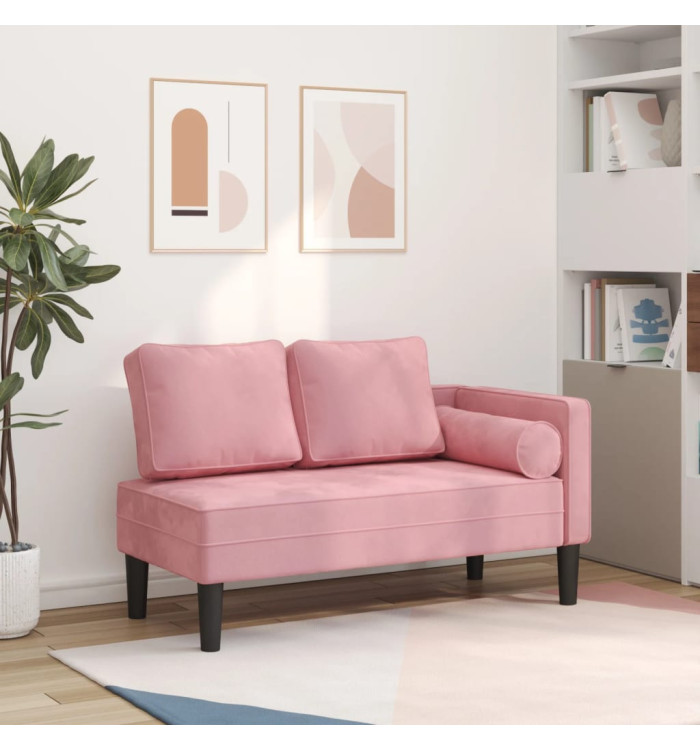 Chaise longue avec coussins rose velours | Mobilier & Déco