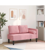 Chaise longue avec coussins rose velours | Mobilier & Déco