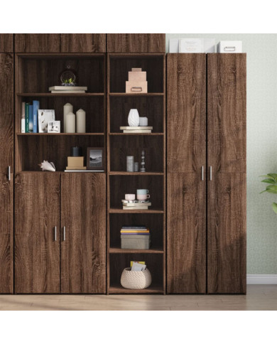 Buffet haut chêne marron 45x41x185 cm bois d'ingénierie | Mobilier & Déco