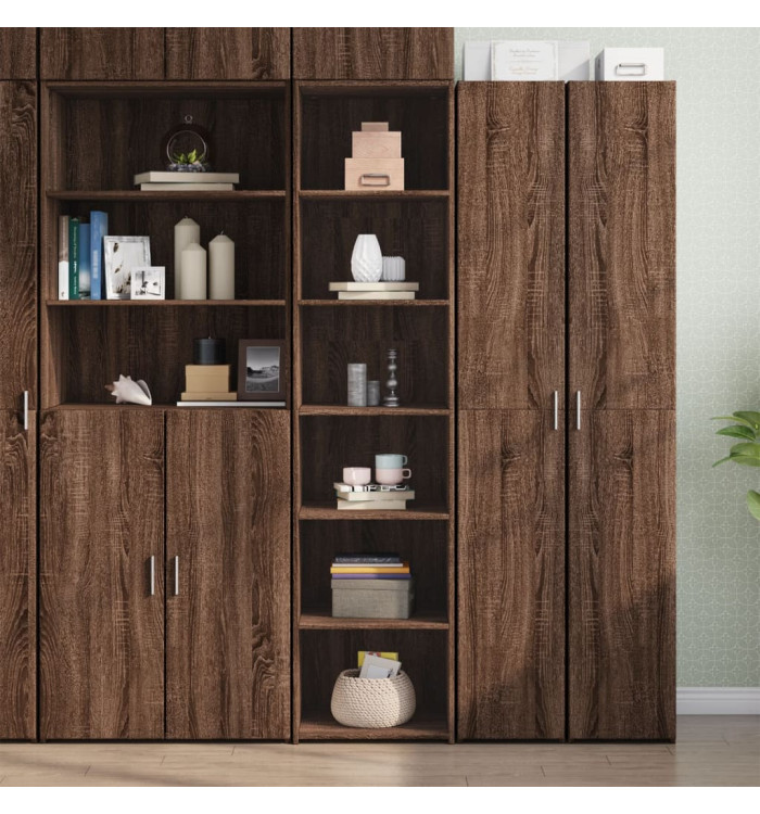 Buffet haut chêne marron 45x41x185 cm bois d'ingénierie | Mobilier & Déco