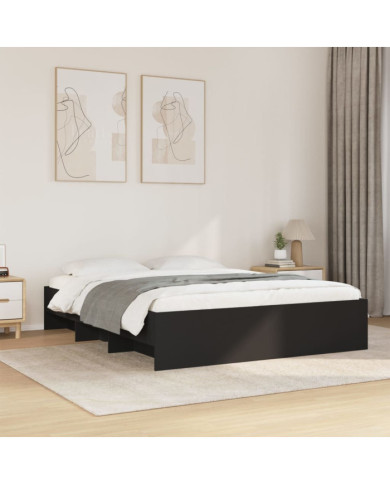 Cadre de lit sans matelas noir 160x200 cm bois d'ingénierie | Mobilier & Déco