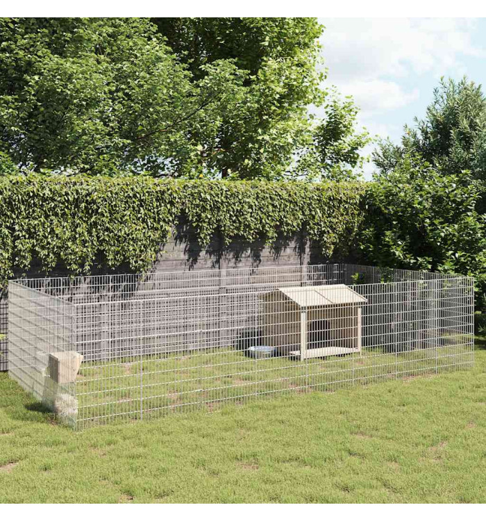 Enclos pour animaux en liberté 24 panneaux fer galvanisé | Mobilier & Déco