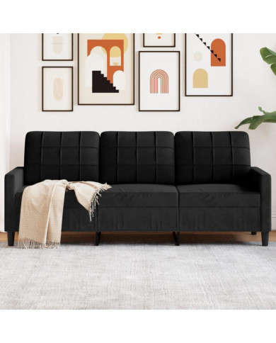 Canapé à 3 places Noir 180 cm Velours | Mobilier & Déco