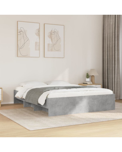 Cadre de lit sans matelas gris béton 150x200 cm bois ingénierie | Mobilier & Déco