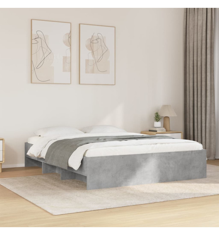 Cadre de lit sans matelas gris béton 150x200 cm bois ingénierie | Mobilier & Déco