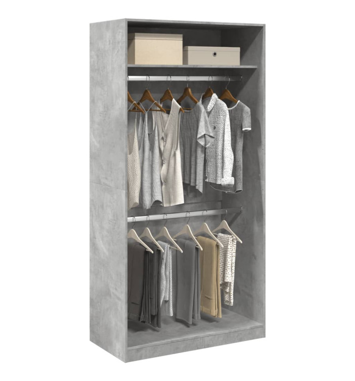 Garde-robe Gris béton 100x50x200 cm Aggloméré | Mobilier & Déco