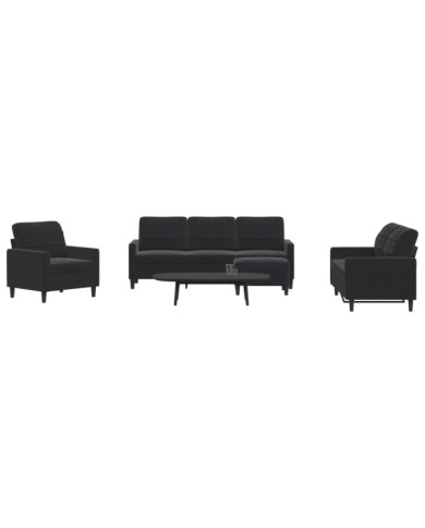 Ensemble de canapés 4 pcs avec coussins Noir Velours | Mobilier & Déco