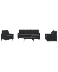 Ensemble de canapés 4 pcs avec coussins Noir Velours | Mobilier & Déco