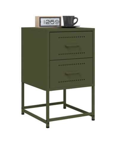 Tables de chevet 2 pcs vert olive 36x39x60,5 cm acier | Mobilier & Déco