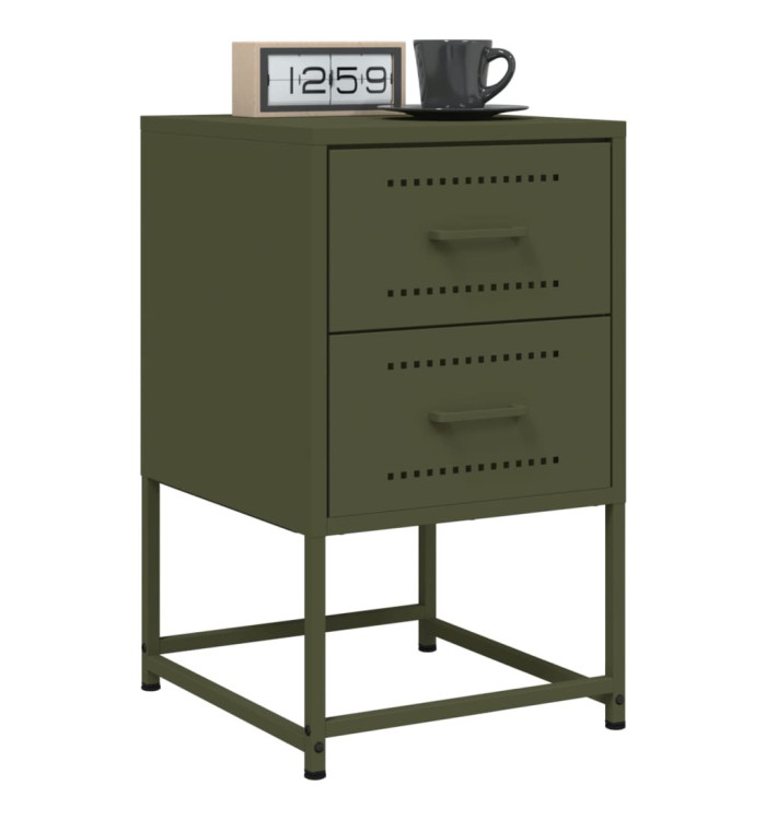 Tables de chevet 2 pcs vert olive 36x39x60,5 cm acier | Mobilier & Déco