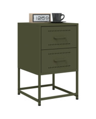 Tables de chevet 2 pcs vert olive 36x39x60,5 cm acier | Mobilier & Déco