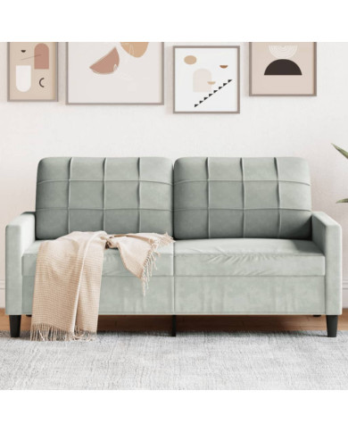 Canapé à 2 places Gris clair 140 cm Velours | Mobilier & Déco
