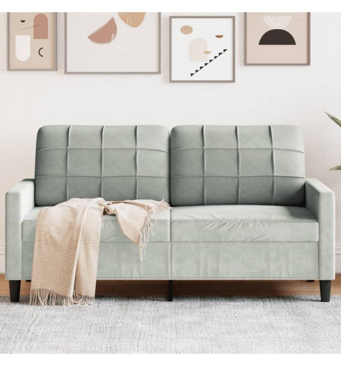 Canapé à 2 places Gris clair 140 cm Velours | Mobilier & Déco