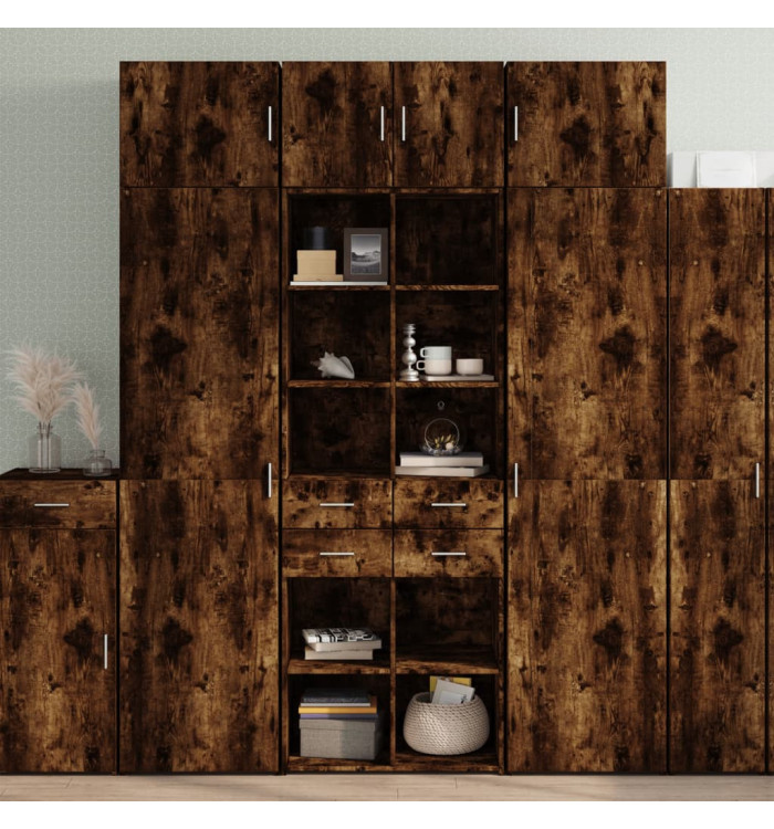 Armoire de rangement chêne fumé 70x42,5x225cm bois d'ingénierie | Mobilier & Déco