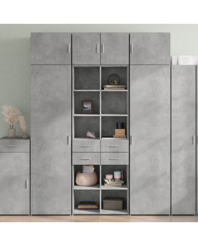 Buffet haut gris béton 70x42,5x185 cm bois d'ingénierie | Mobilier & Déco