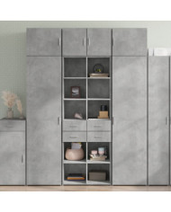 Buffet haut gris béton 70x42,5x185 cm bois d'ingénierie | Mobilier & Déco