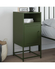 Table de chevet vert olive 36x39x78 cm acier | Mobilier & Déco