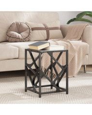 Table basse avec dessus en verre noir 30x30x41 cm acier | Mobilier & Déco