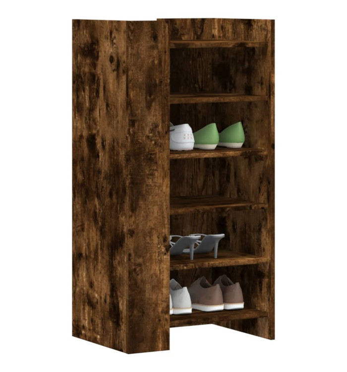 Armoire à chaussures chêne fumé 52x37,5x100cm bois d'ingénierie | Mobilier & Déco